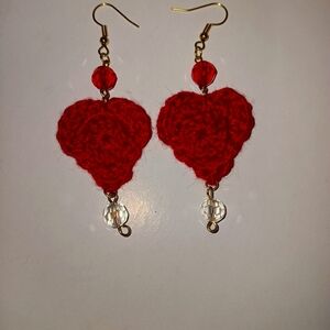 Handcrafted Red Heart Earrings